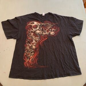 VintageY2K Delta Black and Red Skull Graphic Tee